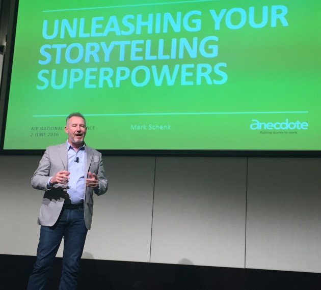 Mark Schenk of Anecdote: Teaching AIP conference delegates how to unleash their storytelling superpower.